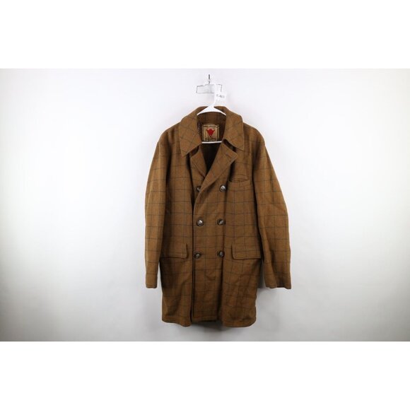 Vtg 60s 70s Mens 40 Deep Pile Fleece Lined Wool Double Breasted Jacket Coat USA